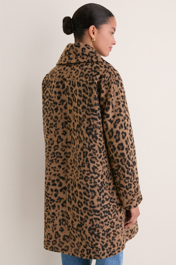 Leopard Brushed Wool Harley Peacoat
