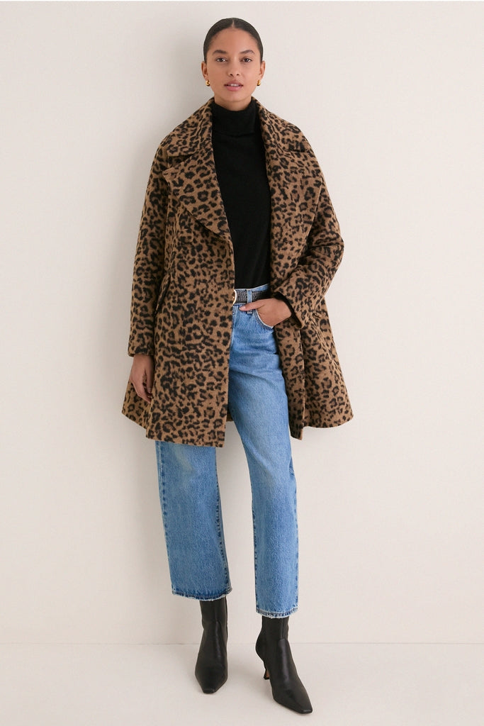 Leopard Brushed Wool Harley Peacoat