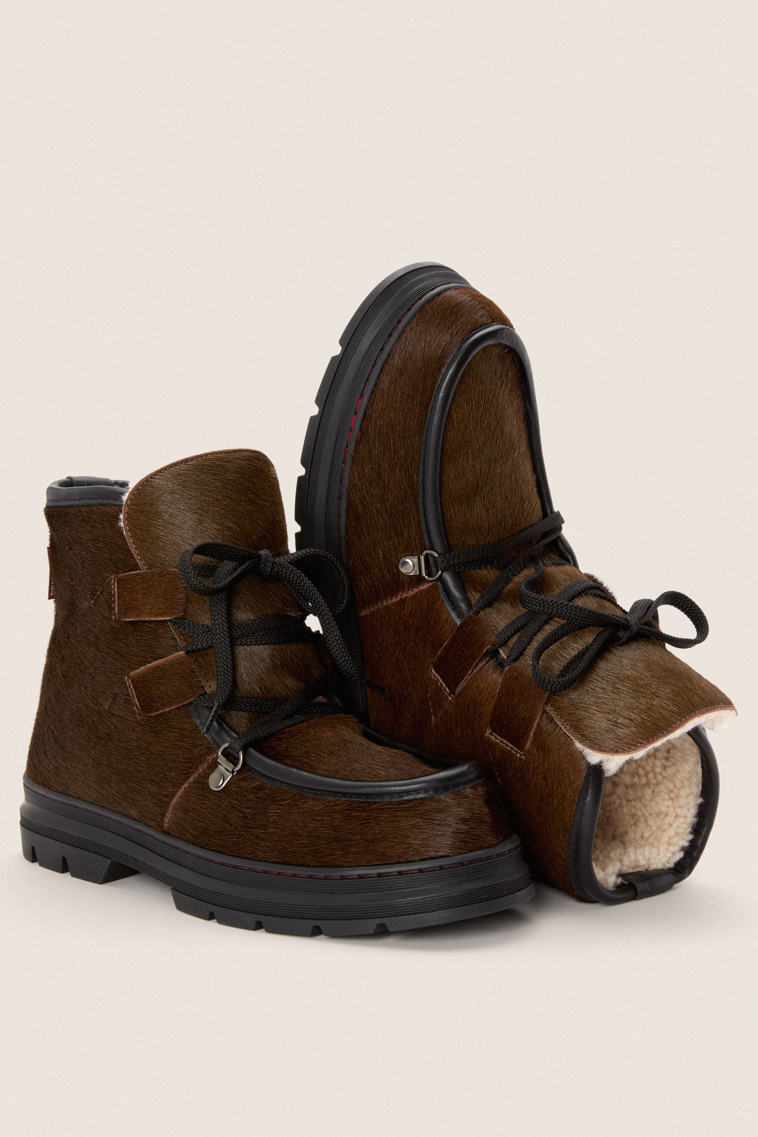 Dark Oak Incredible Pony Shearling-Lined Boots | Penelope Chilvers