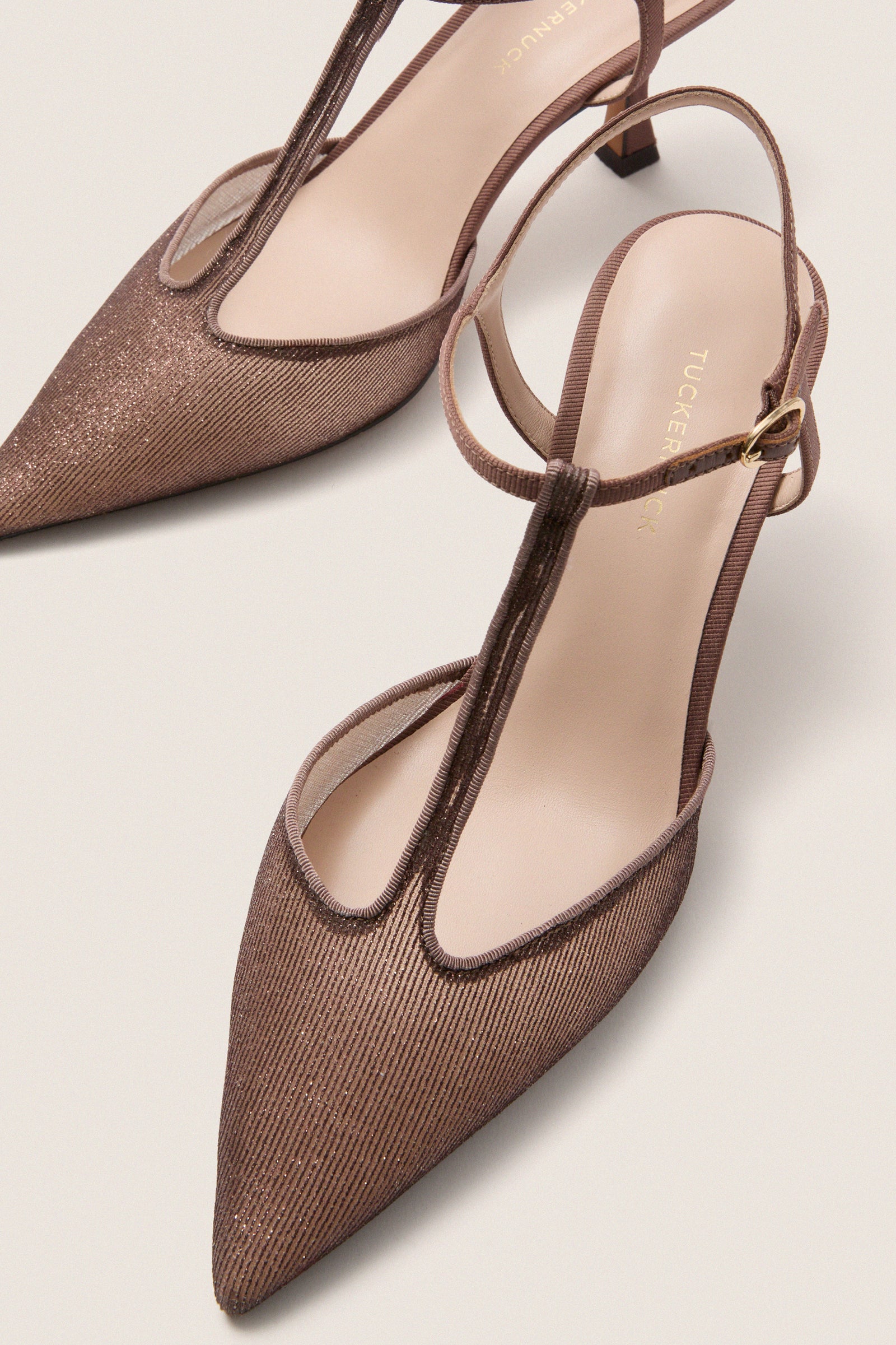 Mauve Metallic Mesh Margot Heels