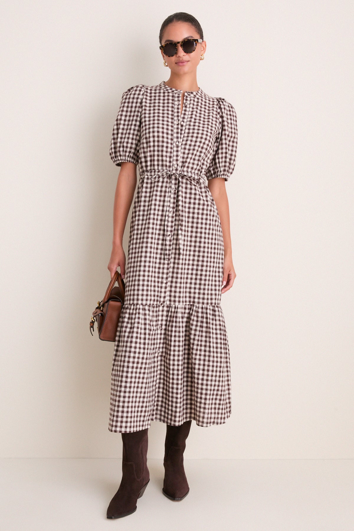 Exclusive Cocoa Gingham Lucy Dress