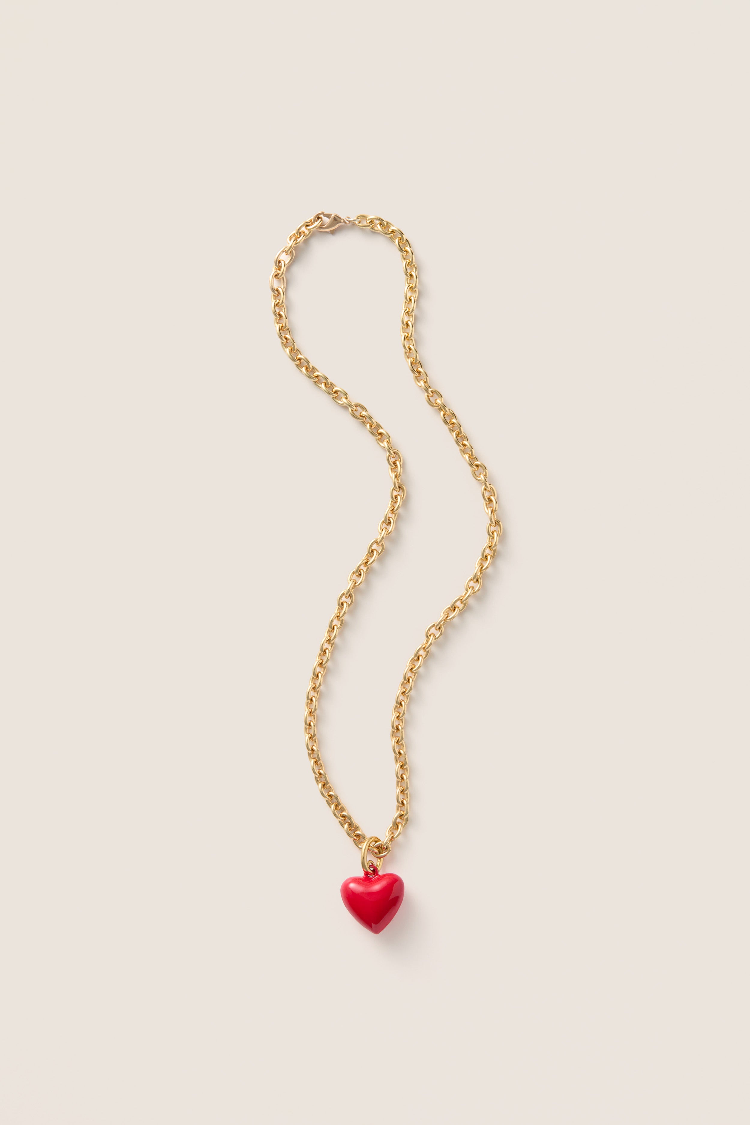 Gold and Cherry Red Mini Happy Heart Necklace | Roxanne Assoulin