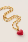 Gold and Cherry Red Mini Happy Heart Necklace