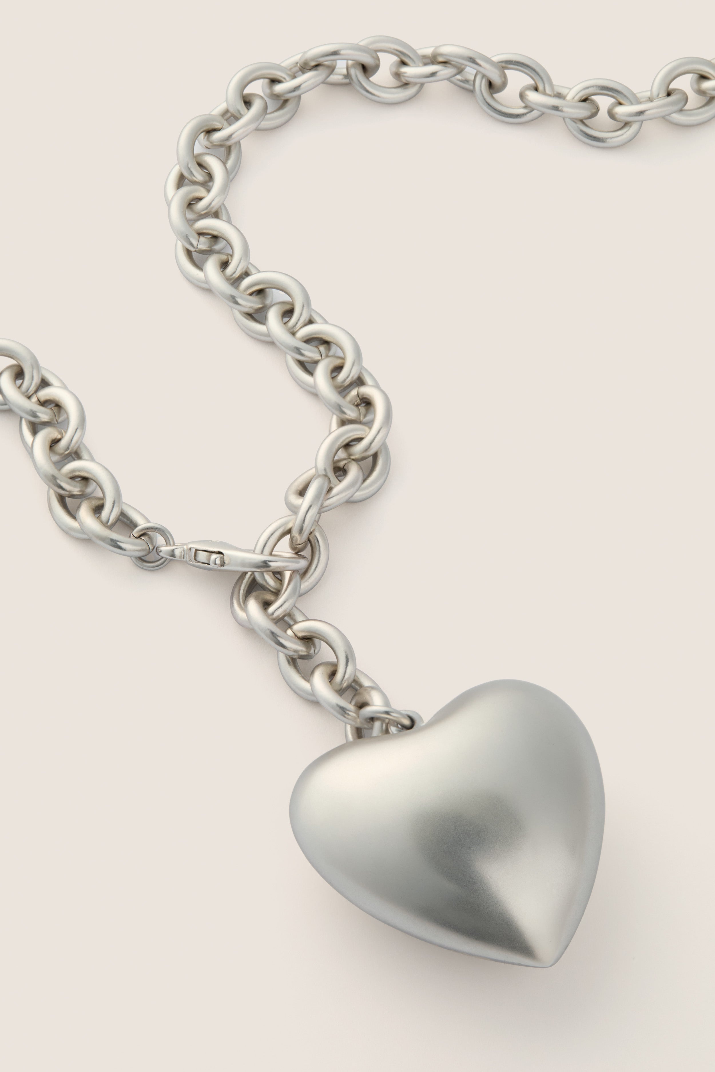 Silver Puffy Heart Necklace