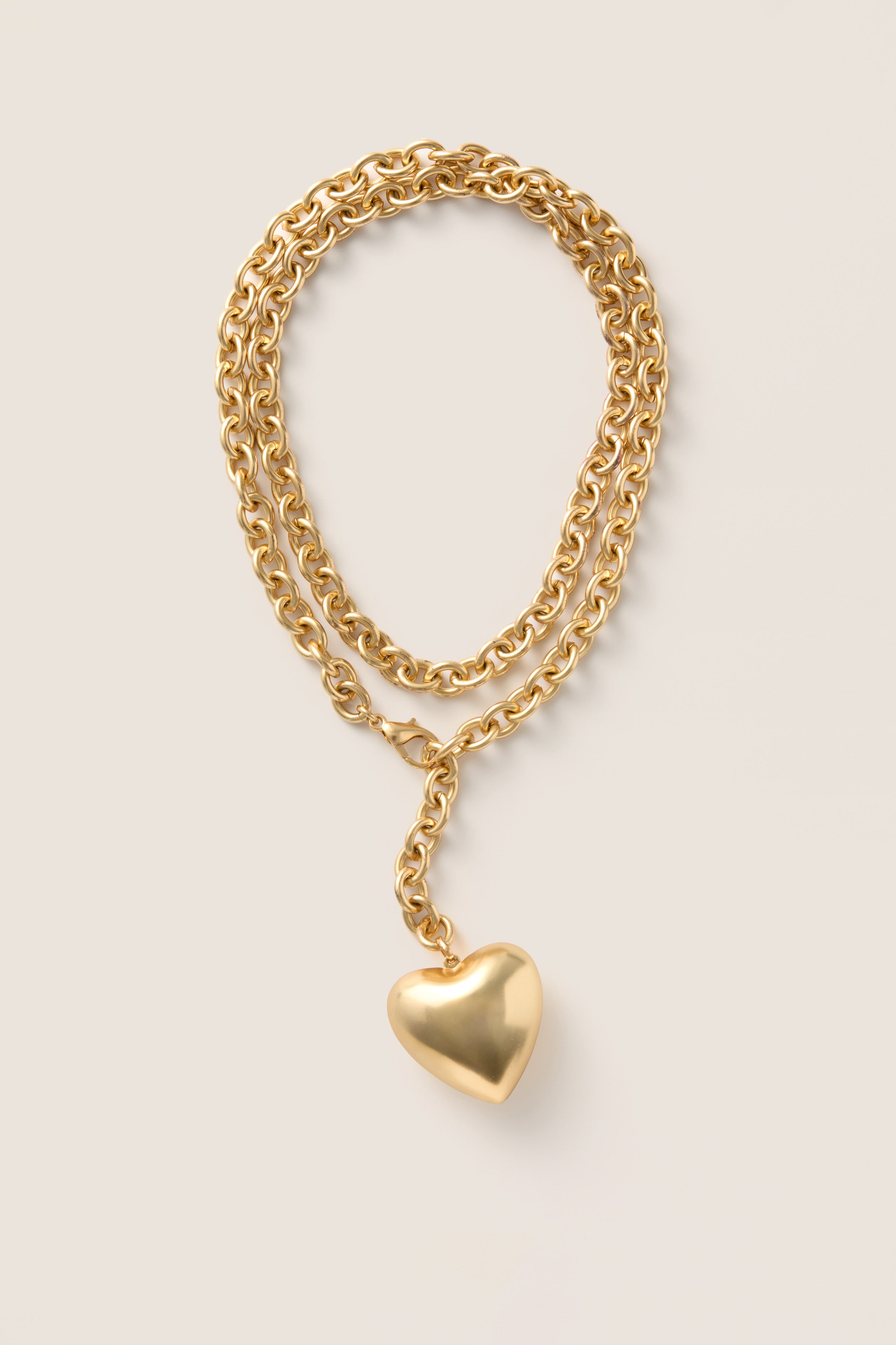 Gold Puffy Heart Necklace
