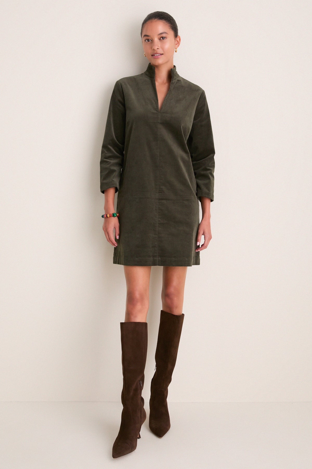 Olive Corduroy Clifton Dress