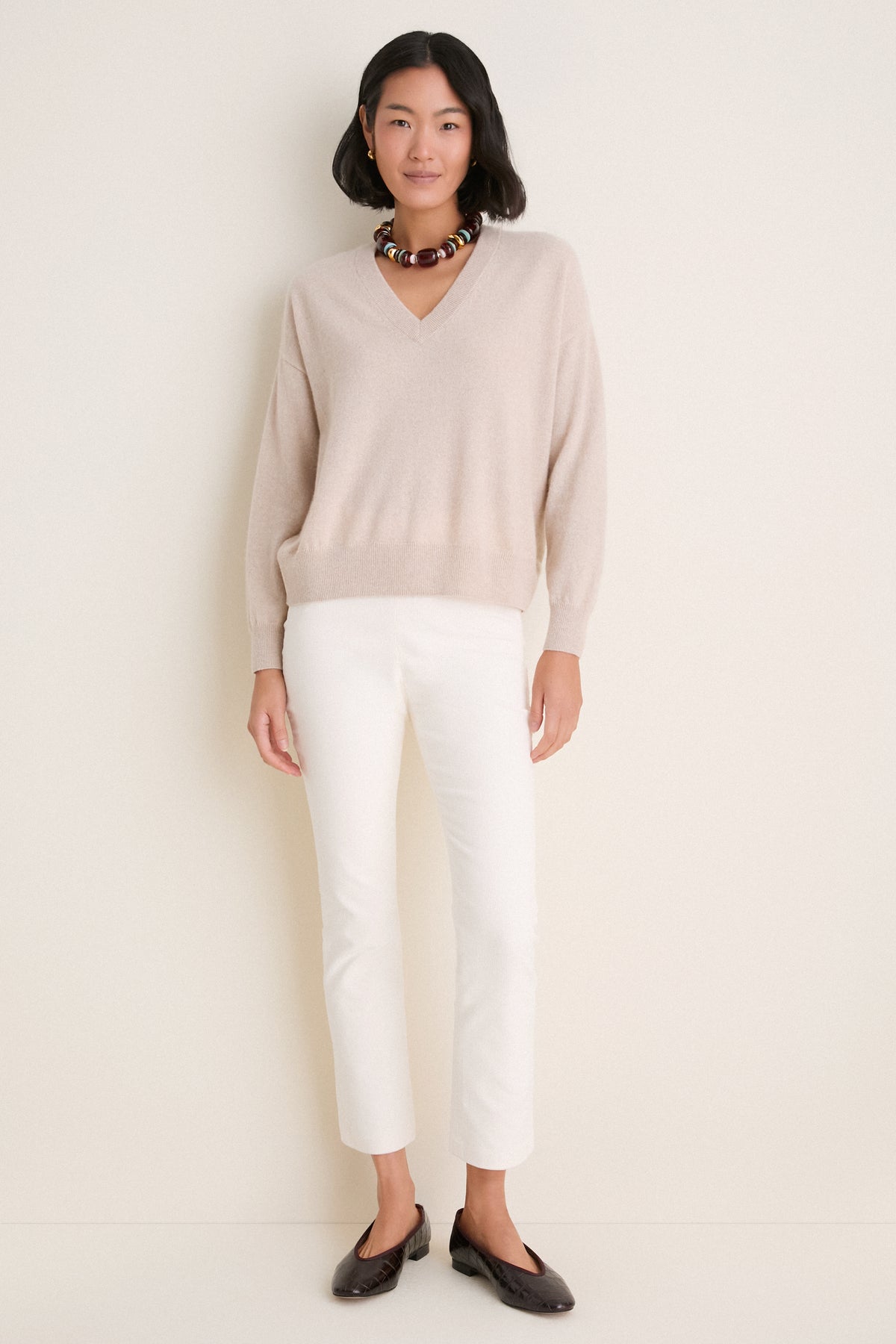 Winter White Corduroy Ashford Pants