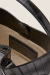 Black Eel Skin Mini Belted Bucket Bag
