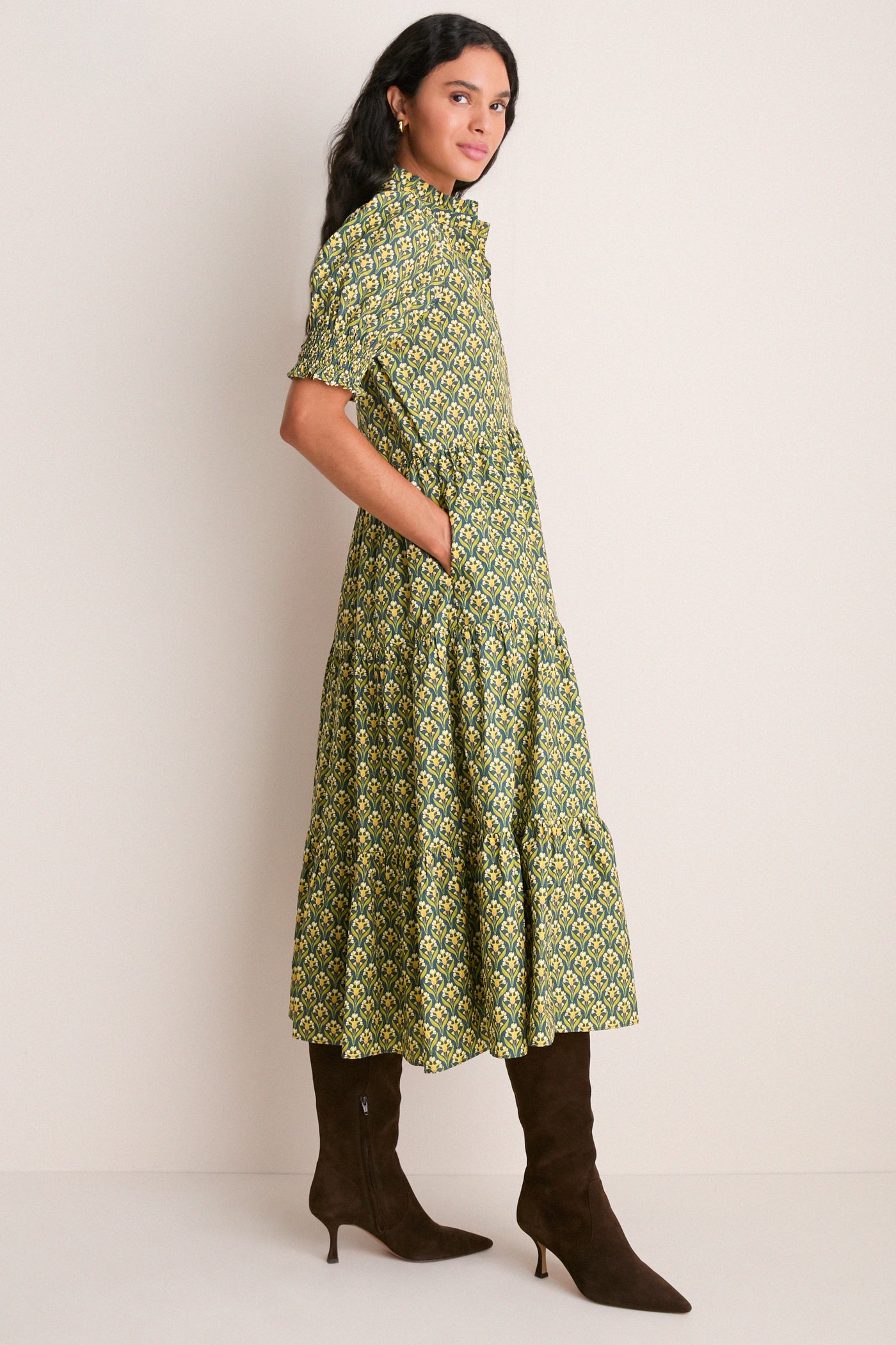 Forest Green Floral Bennett Midi Dress
