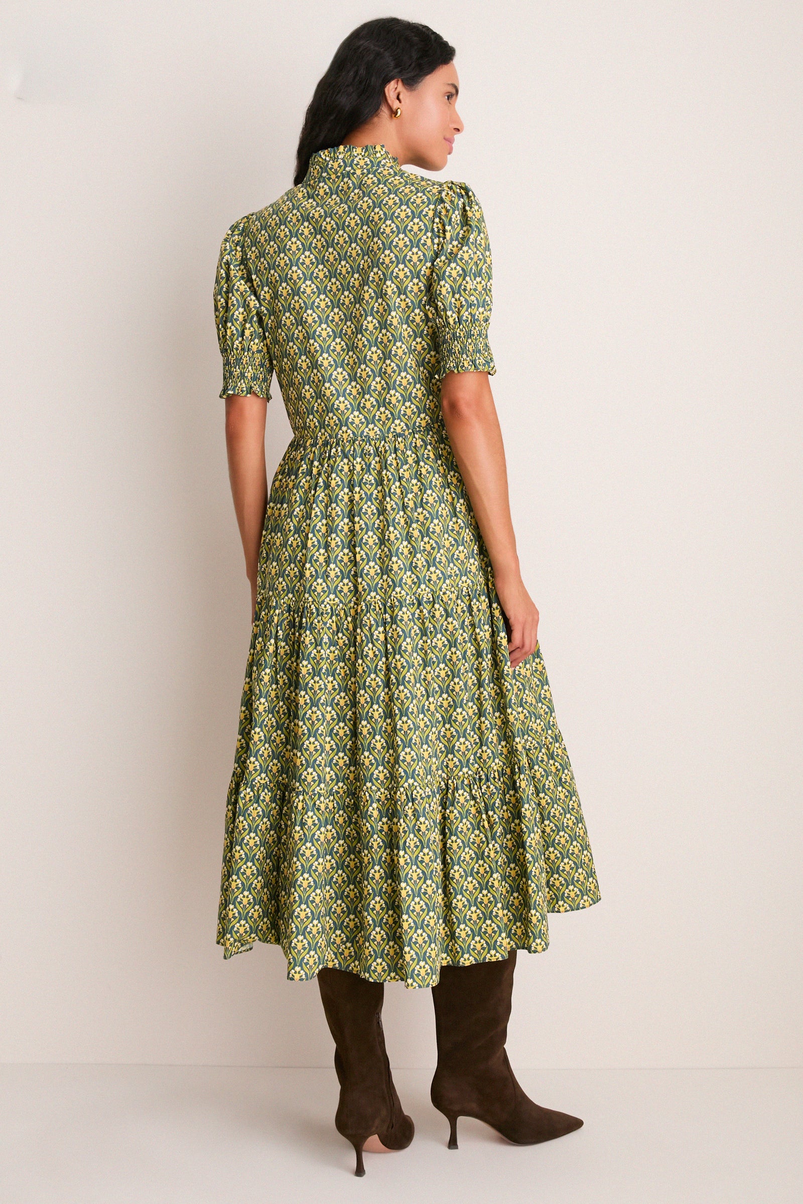 Forest Green Floral Bennett Midi Dress