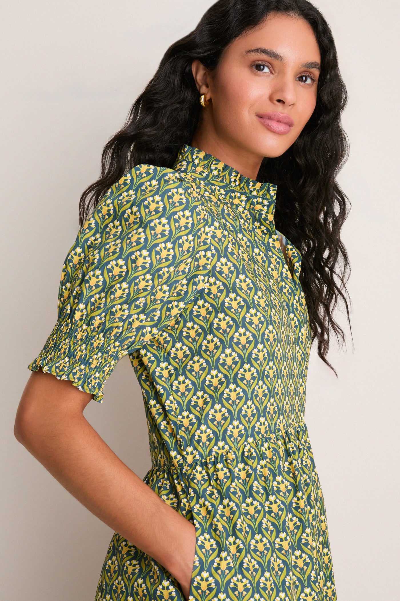 Hyacinth House Forest Green Floral Bennett Midi Dress Forest Green Floral / XS