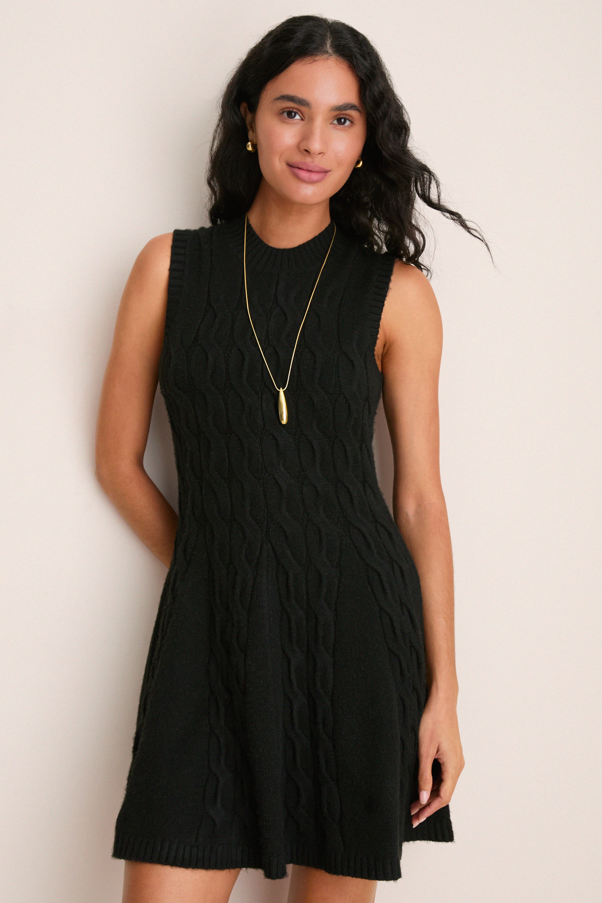 Black Cable Knit Mini Saxon Dress | Hyacinth House | Tuckernuck