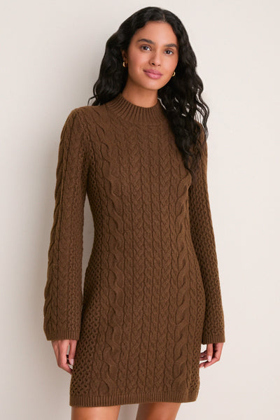 Coffee Cable Knit Lucia Mini Dress | Hyacinth House