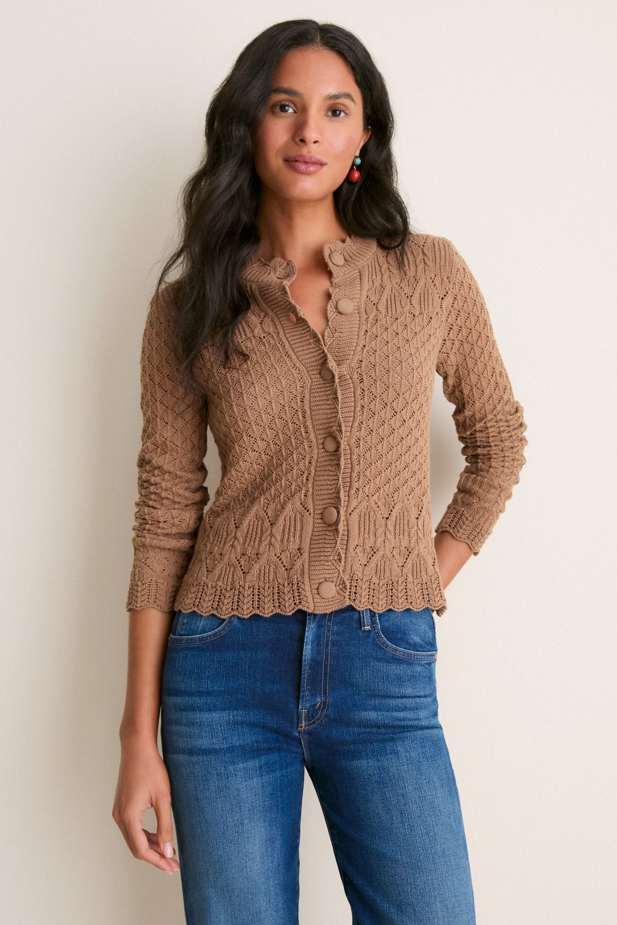 Mocha Pointelle Capucine Cardigan