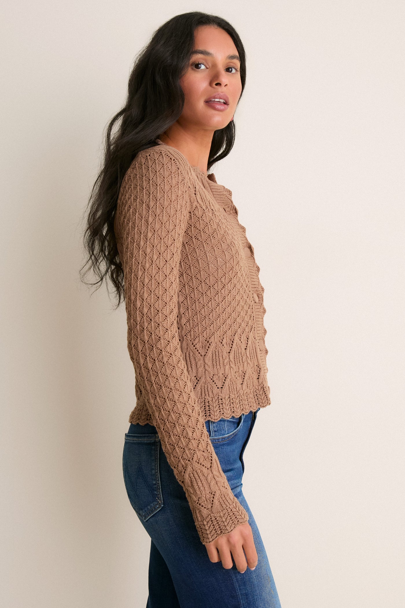 Mocha Pointelle Capucine Cardigan