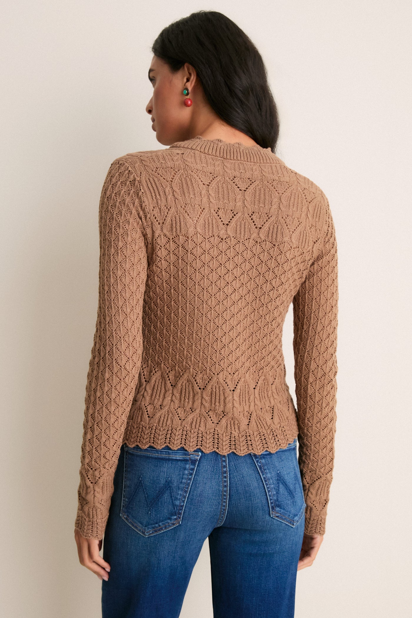 Mocha Pointelle Capucine Cardigan