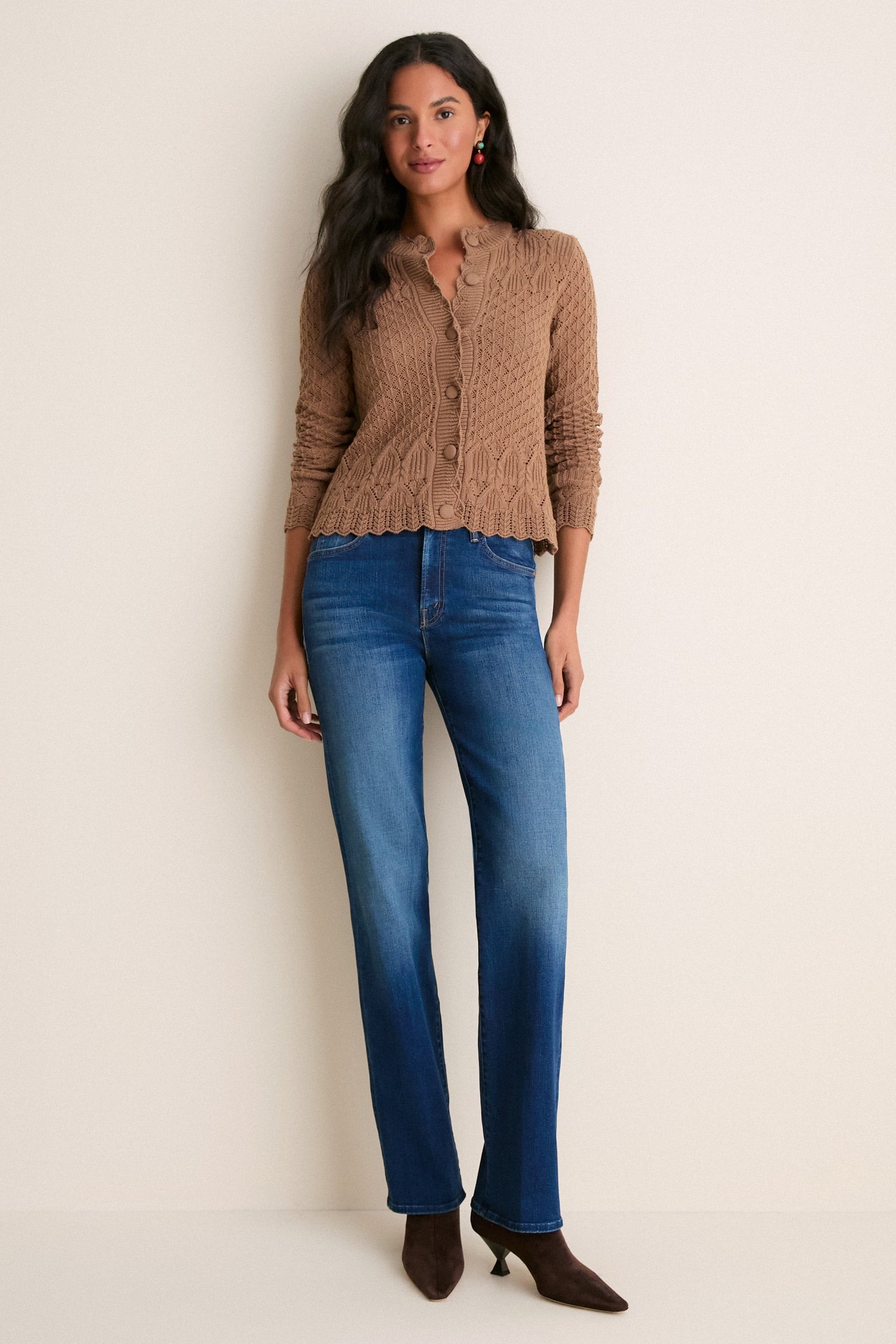 Mocha Pointelle Capucine Cardigan