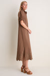 Mocha Embroidery Eliza Midi Dress