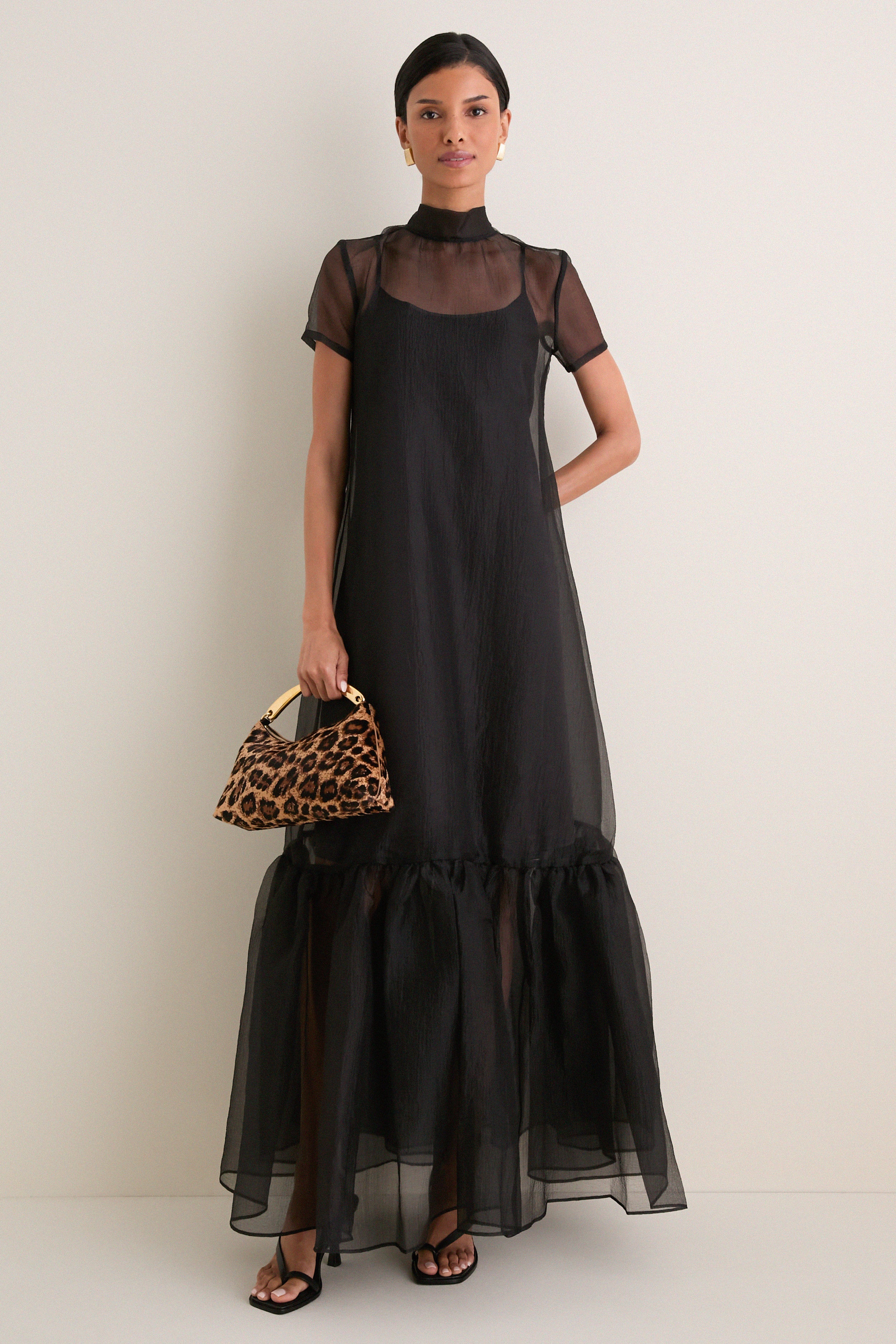Leopard Metal Handle Rhea Bag
