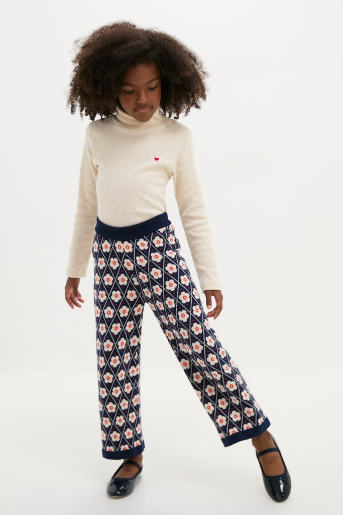 Navy Flower Mathilda Pants