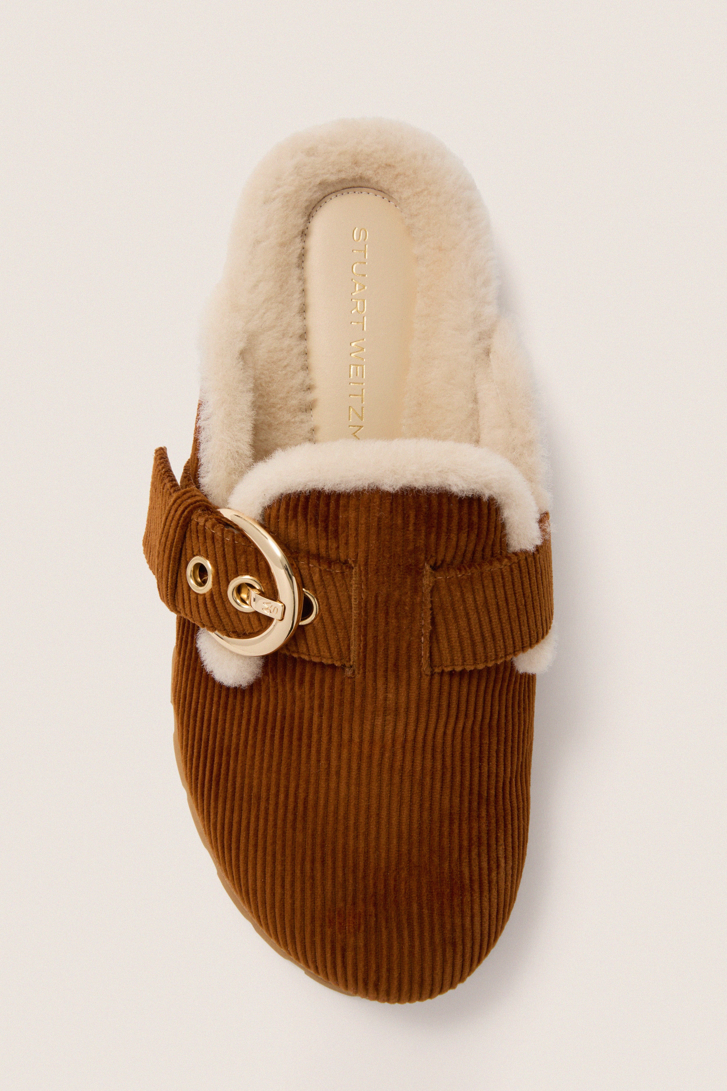 Doe and Vanilla Corduroy Velvet Chrystie Shearling Mules | Stuart