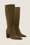 Military Green Mary Up Block Boots