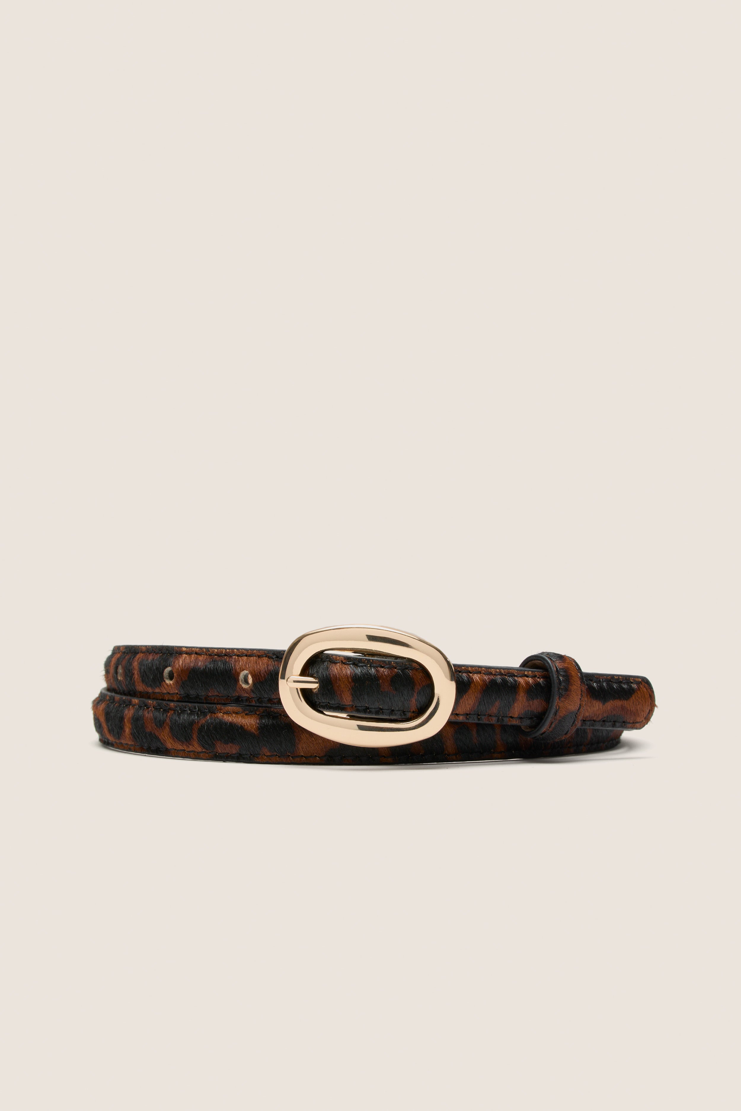 Leopard Haircalf Oval Buckle Skinny Belt | Tuckernuck Accessories
