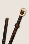 Leopard Haircalf Oval Buckle Skinny Belt