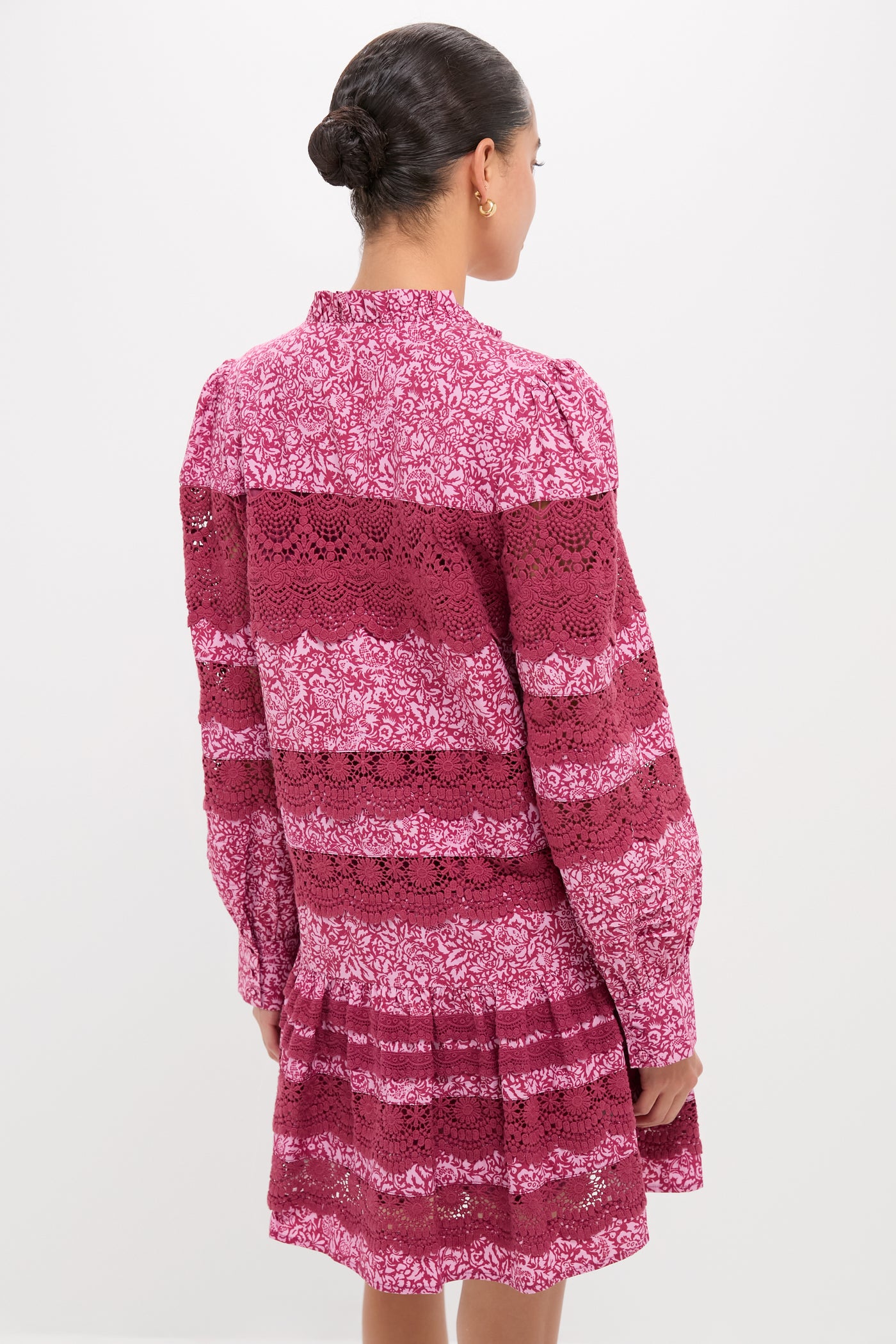 Hyacinth House Lace Trim Maroon & Pink Floral Emmie Mini Dress Maroon & Pink Floral / XL Hyacinth House Lace Trim Maroon & Pink Floral Emmie Mini Dress Maroon & Pink Floral / XL