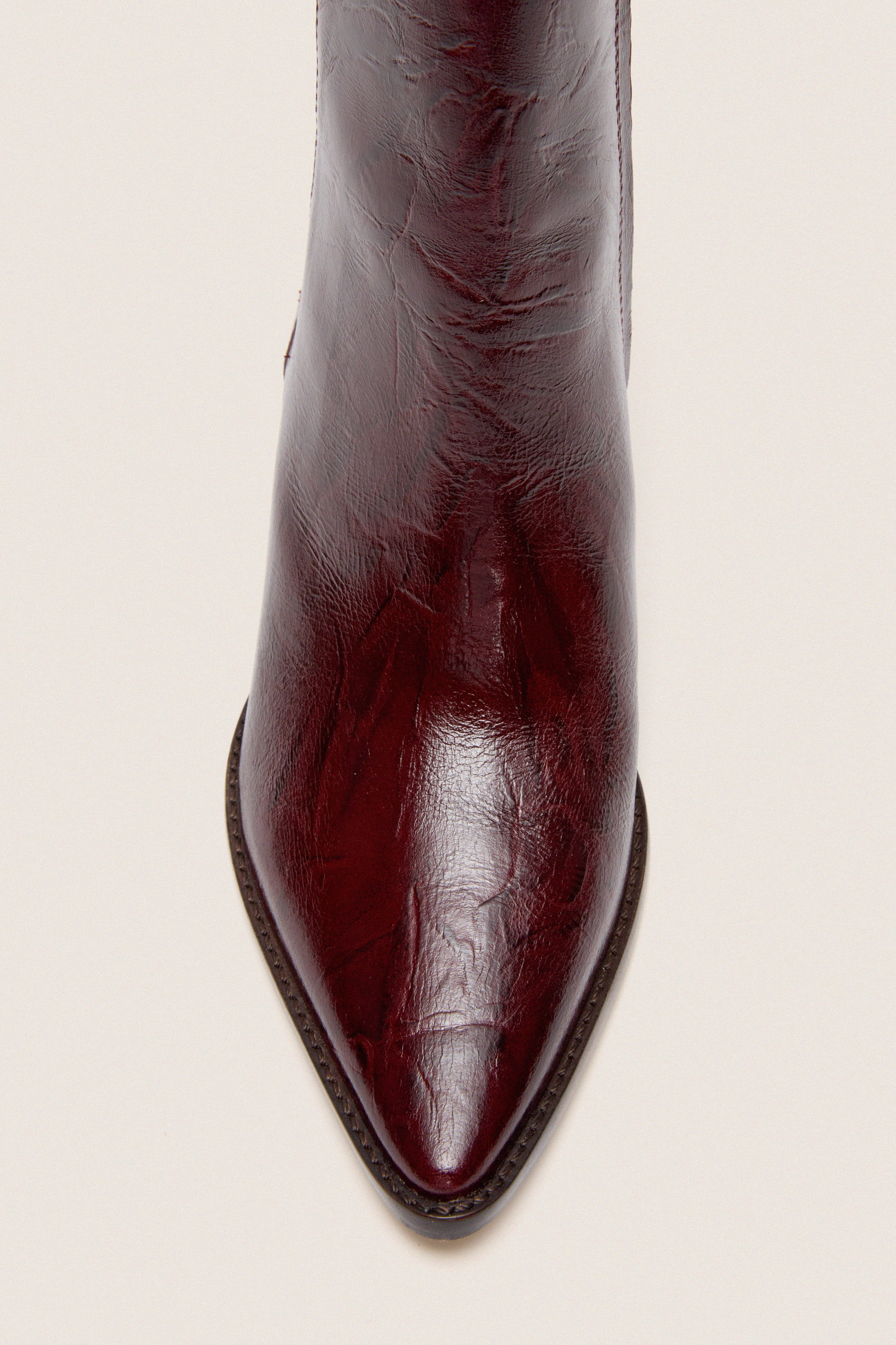 Burgundy Crinkle Caty Boots