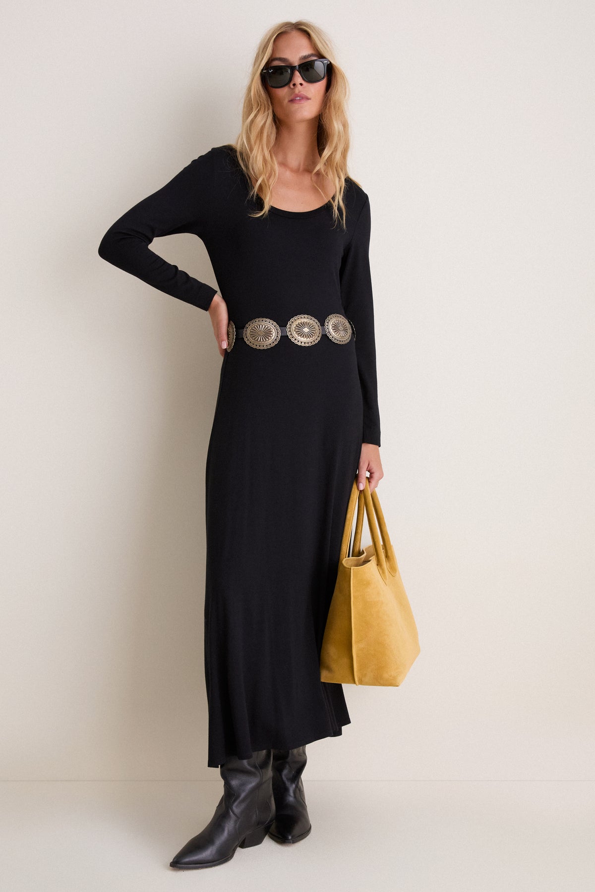 Black Long Sleeve Sara Maxi Dress