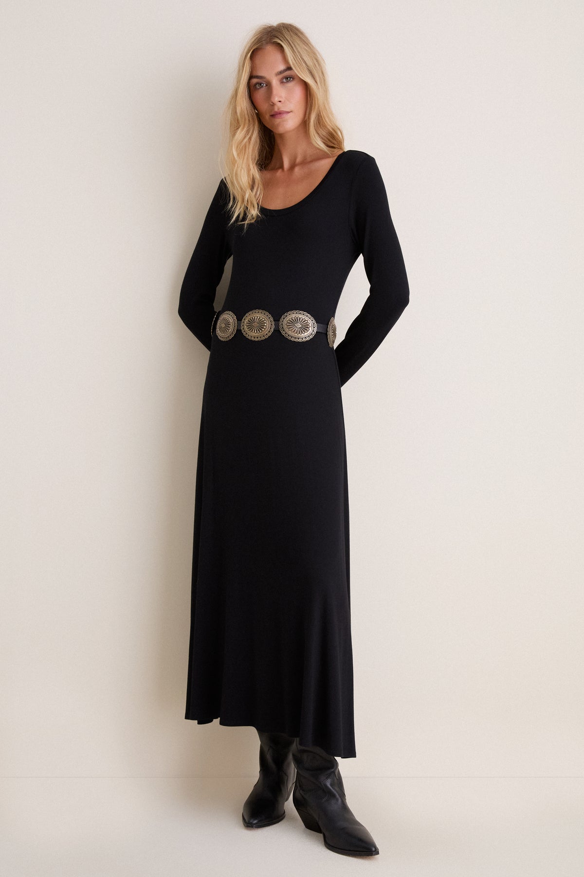 Black Long Sleeve Sara Maxi Dress