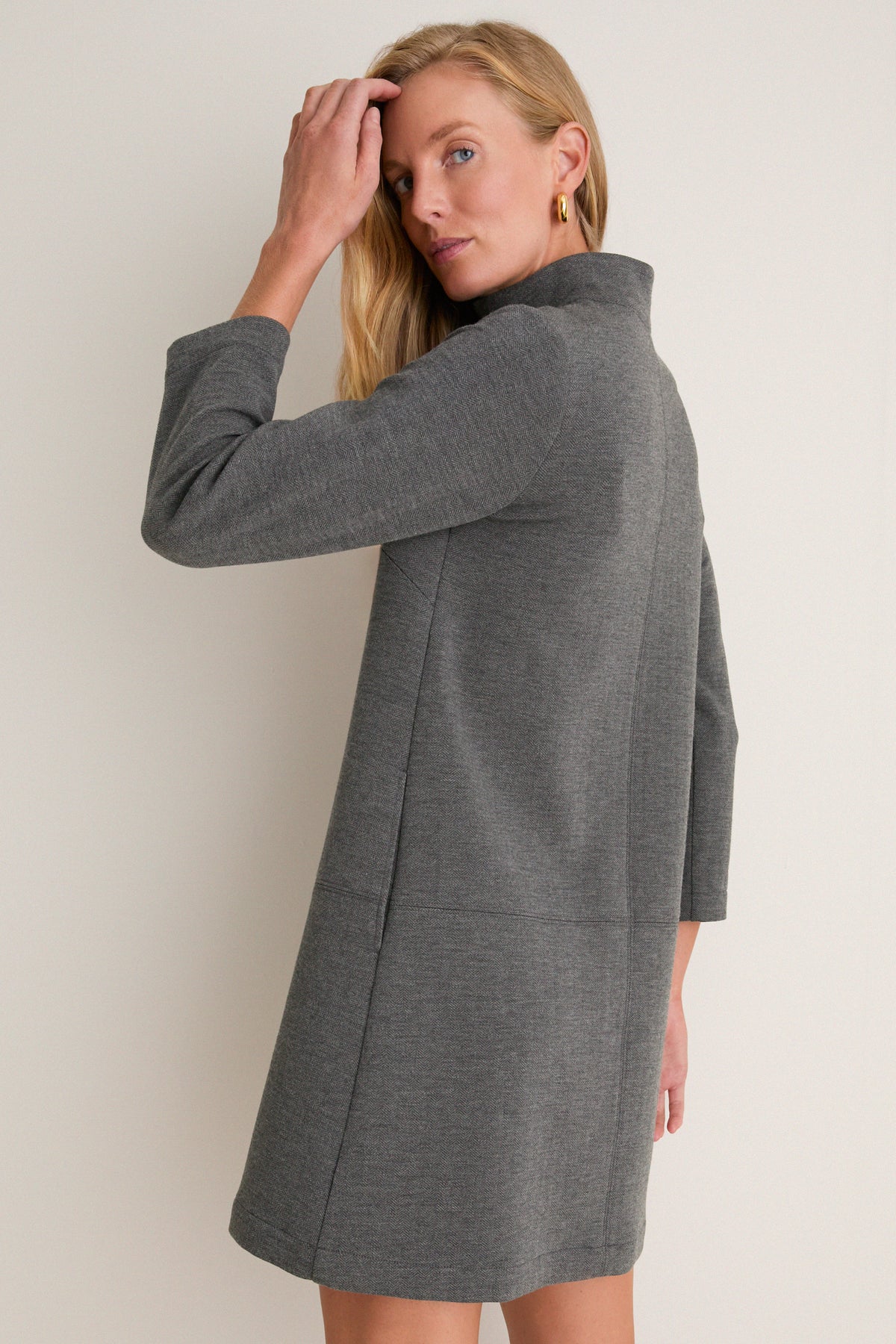 Charcoal Knit Herringbone Clifton Dress