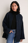 Navy Boucle Barrett Coat