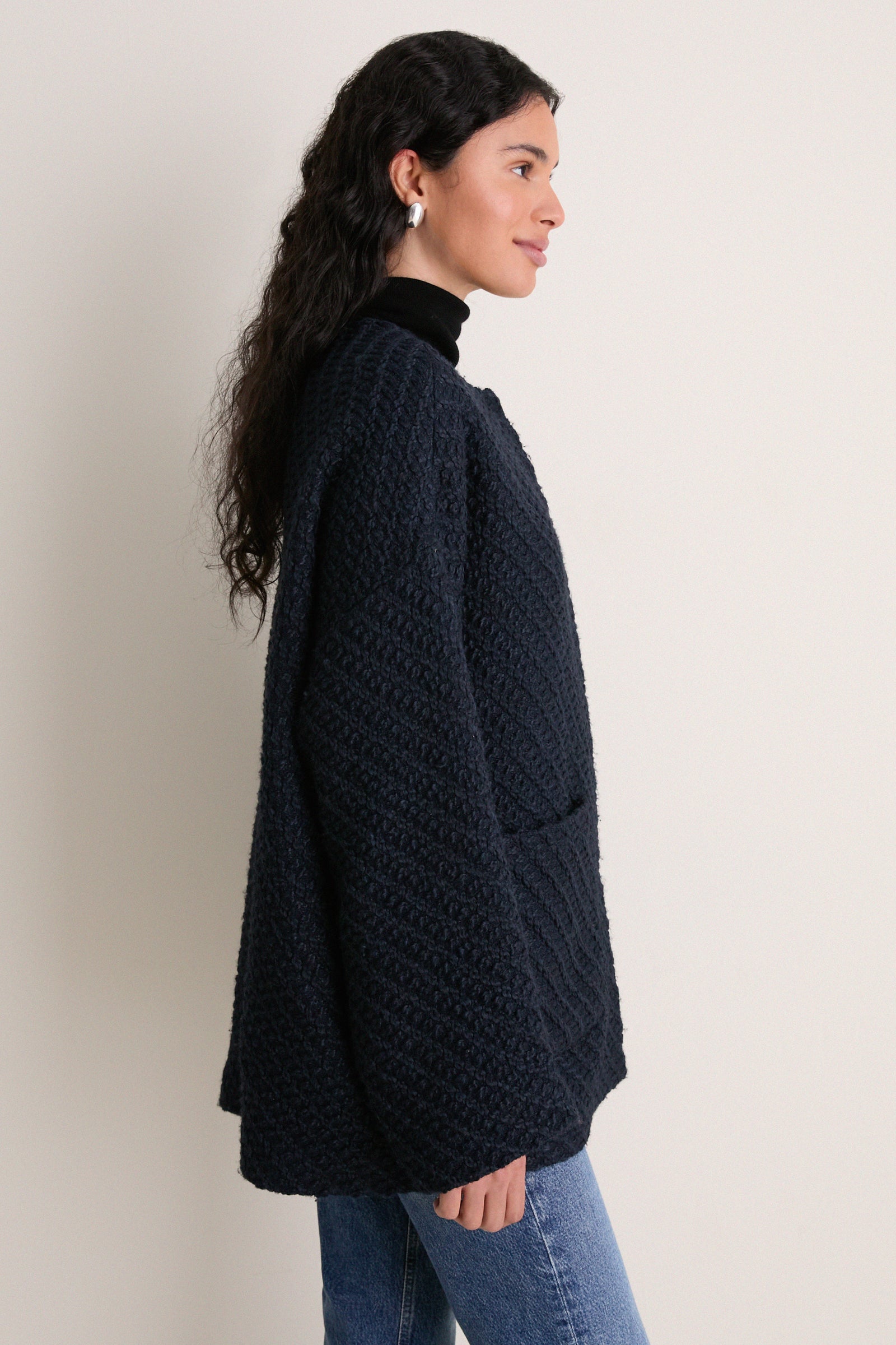 Navy Boucle Barrett Coat