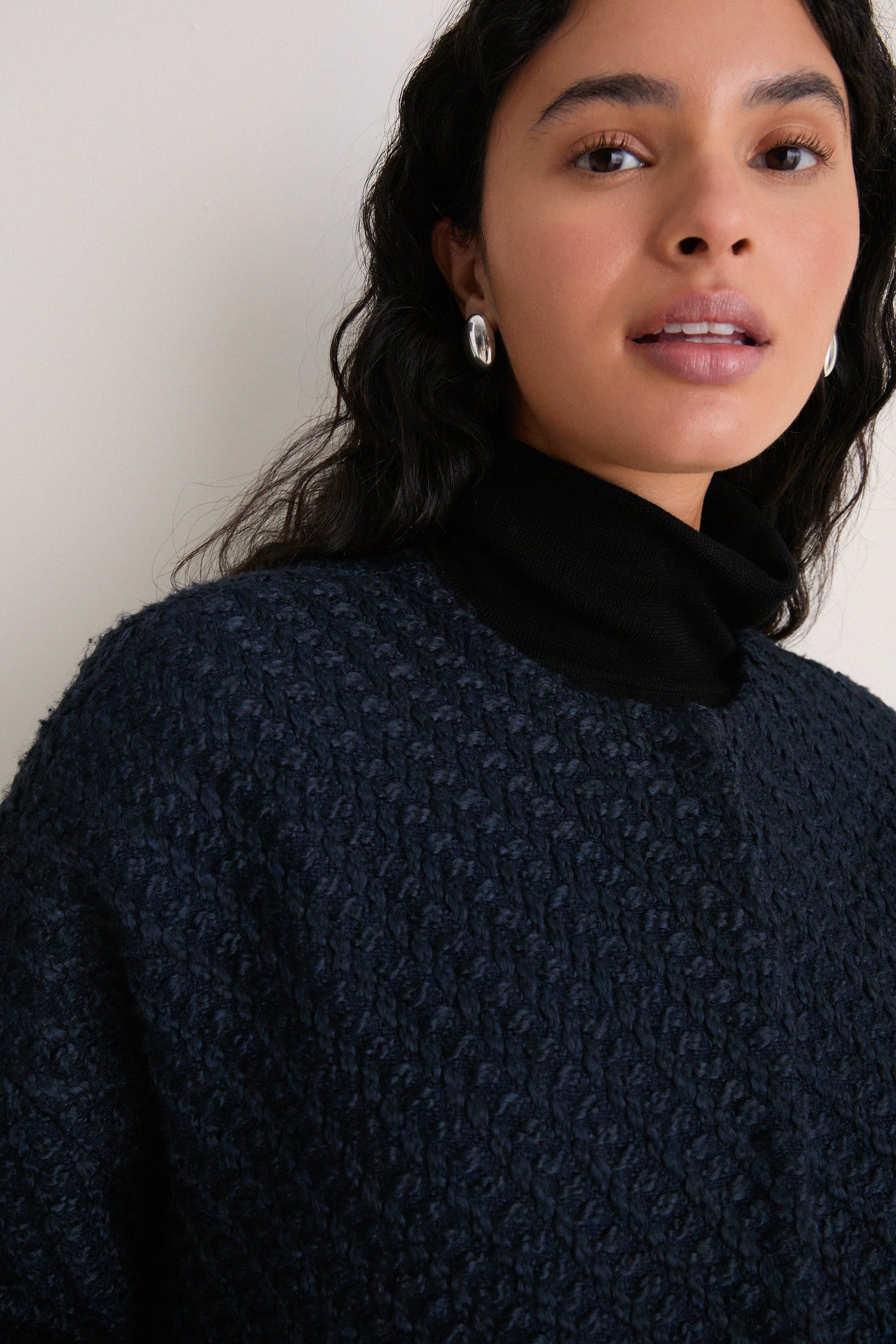 Navy Boucle Barrett Coat