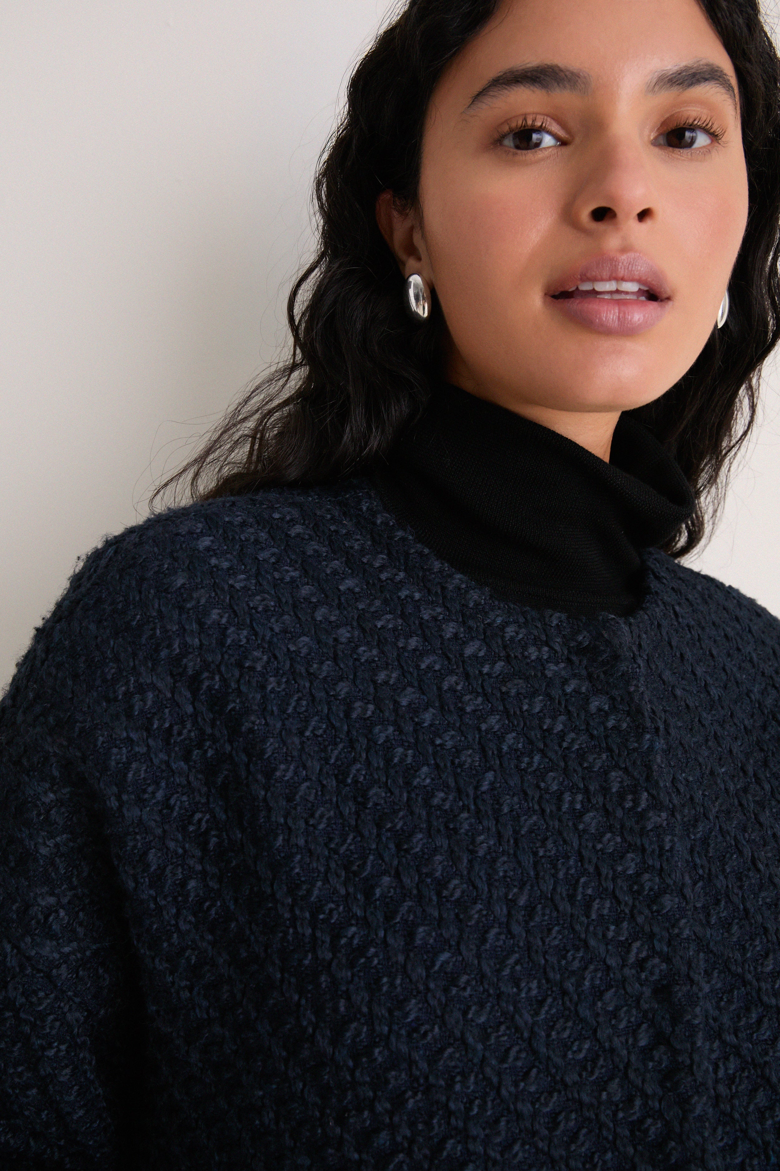 Navy Boucle Barrett Coat