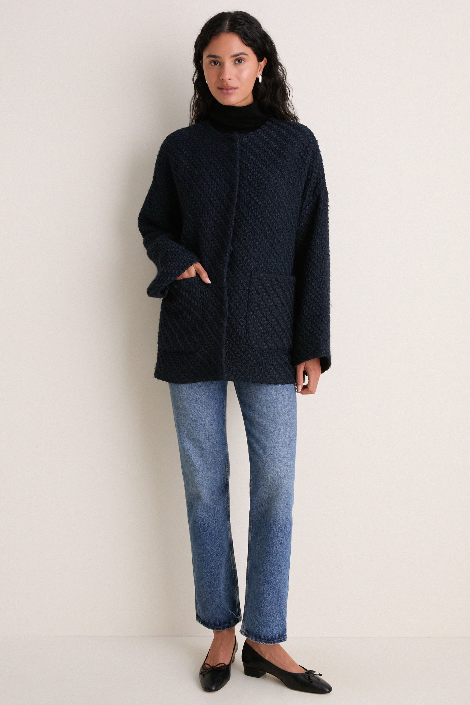 Navy Boucle Barrett Coat
