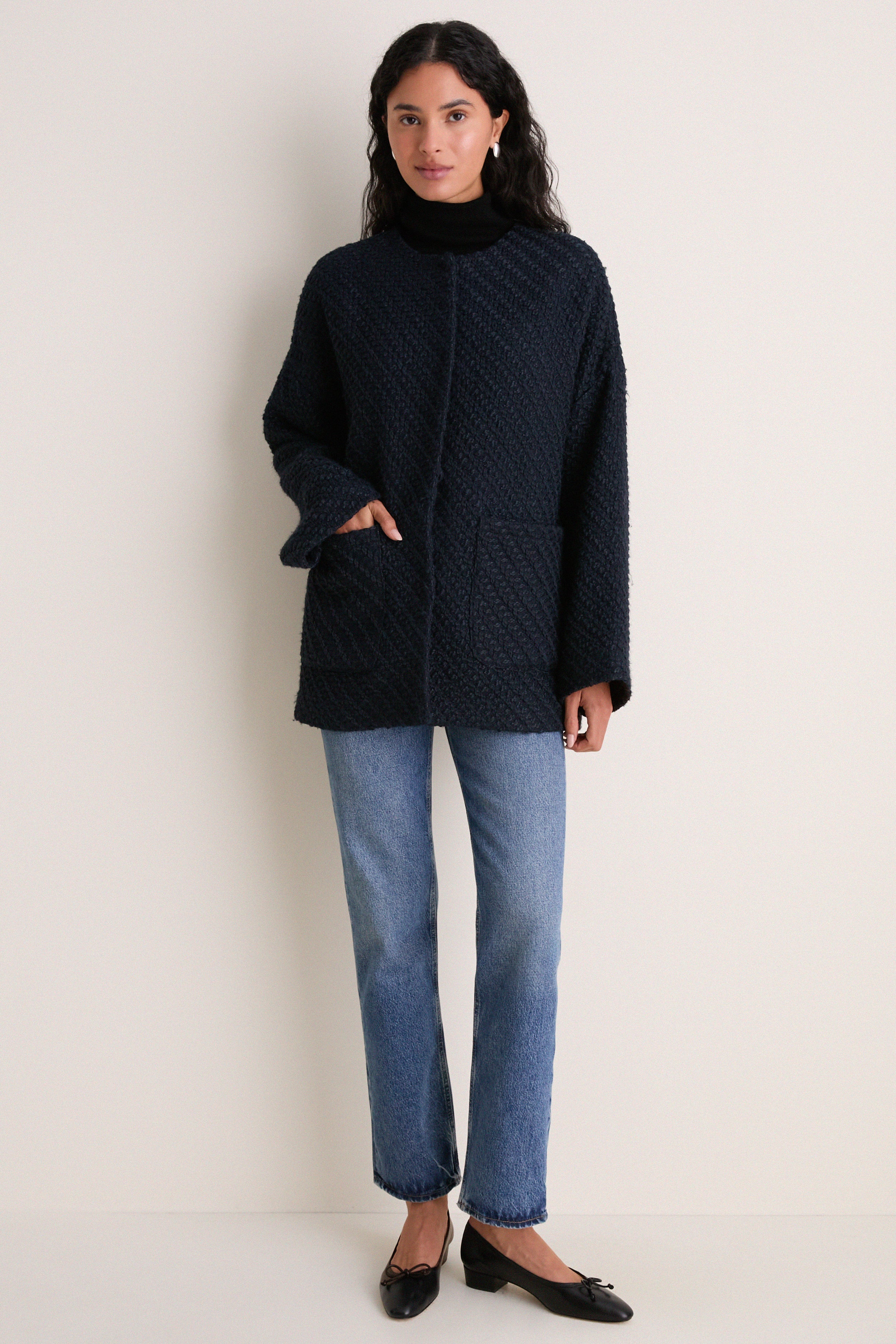 Navy Boucle Barrett Coat