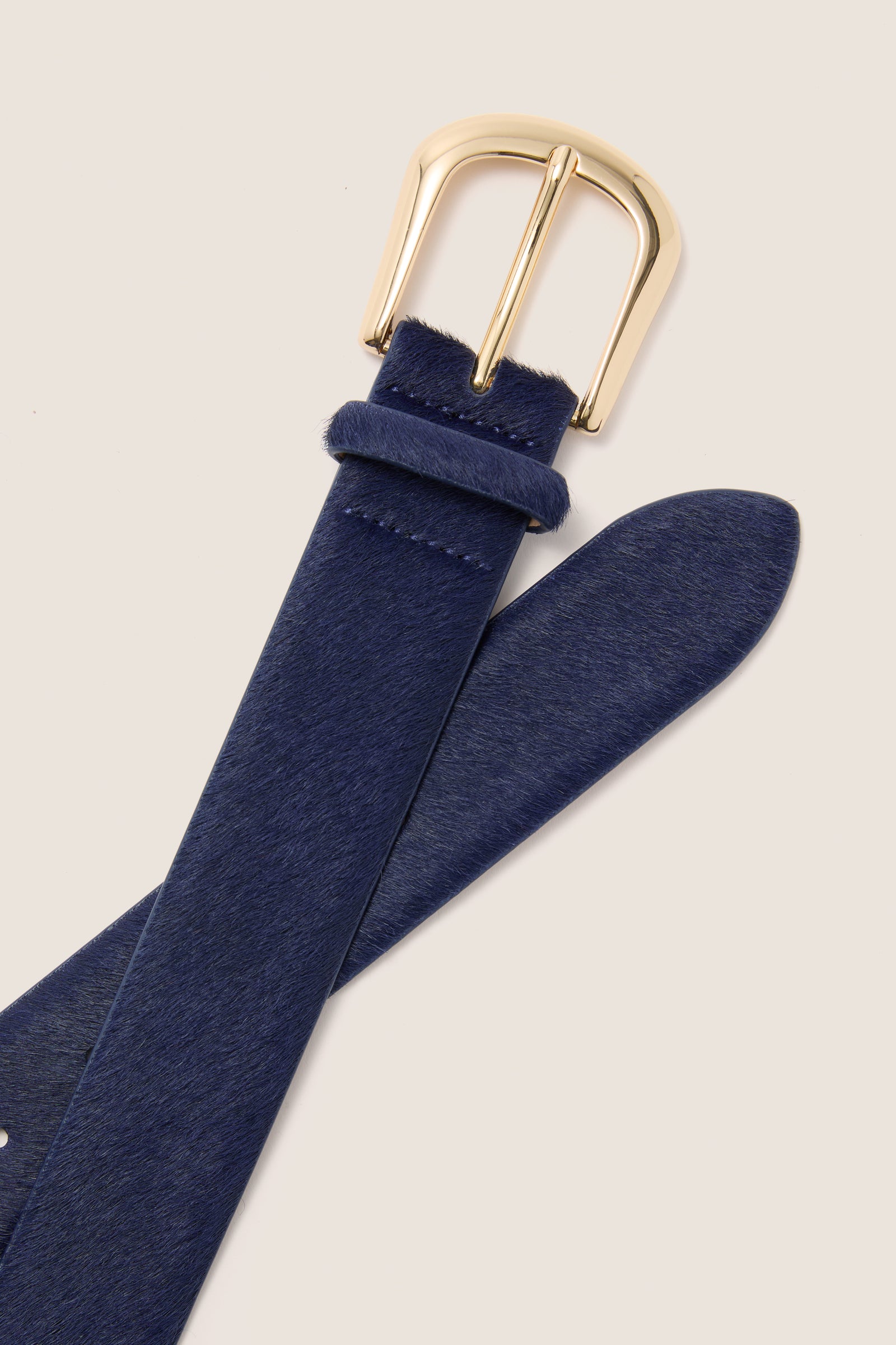 Navy Kennedy Calf-Hair Belt
