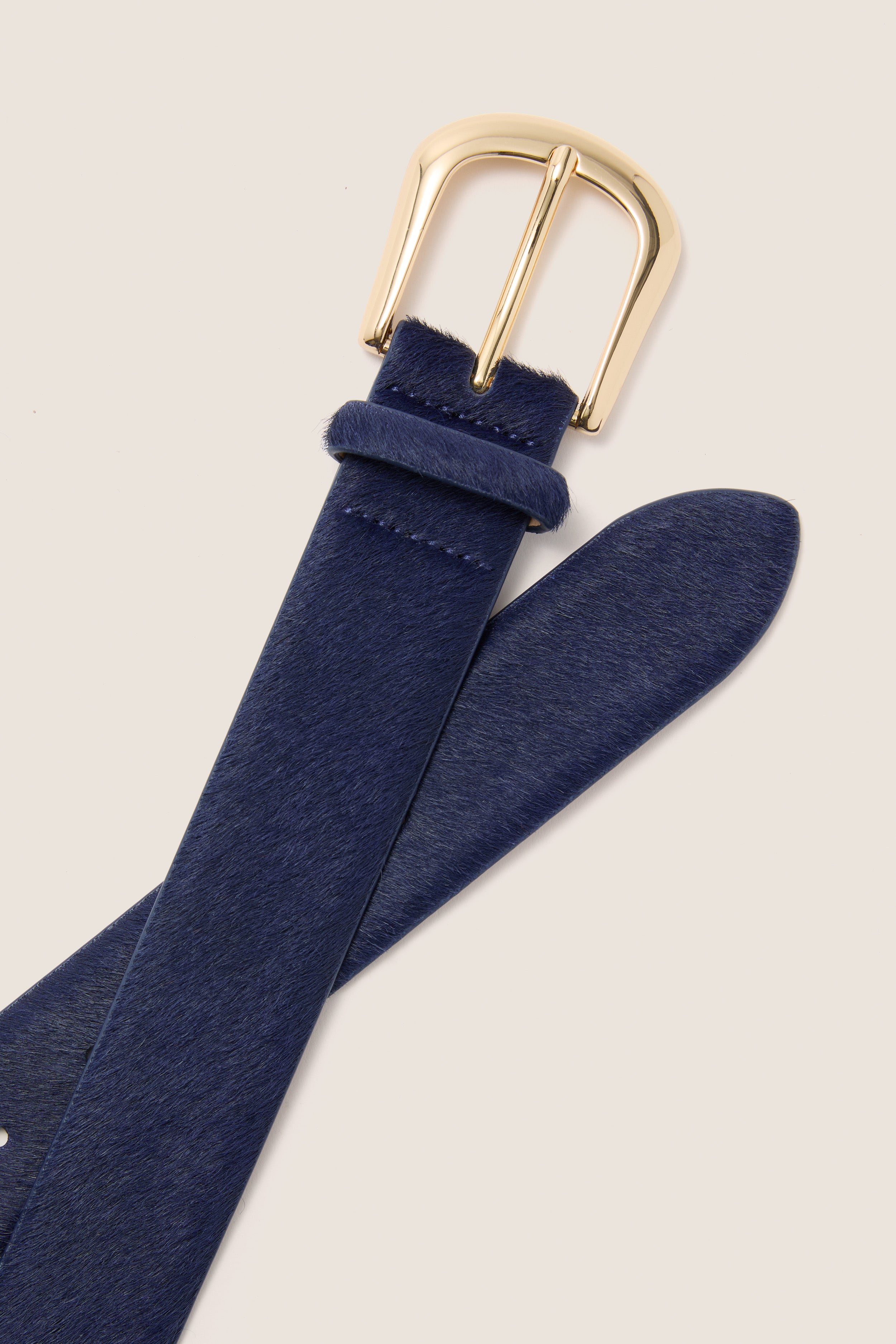 Navy Kennedy Calf-Hair Belt