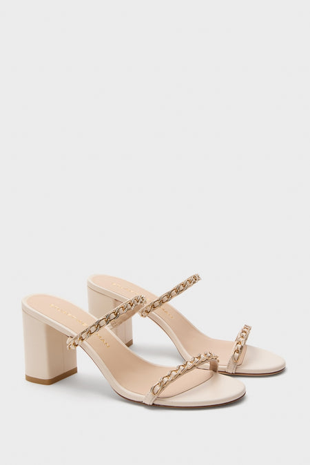 Linen Soluxe Crystal Slide Heels