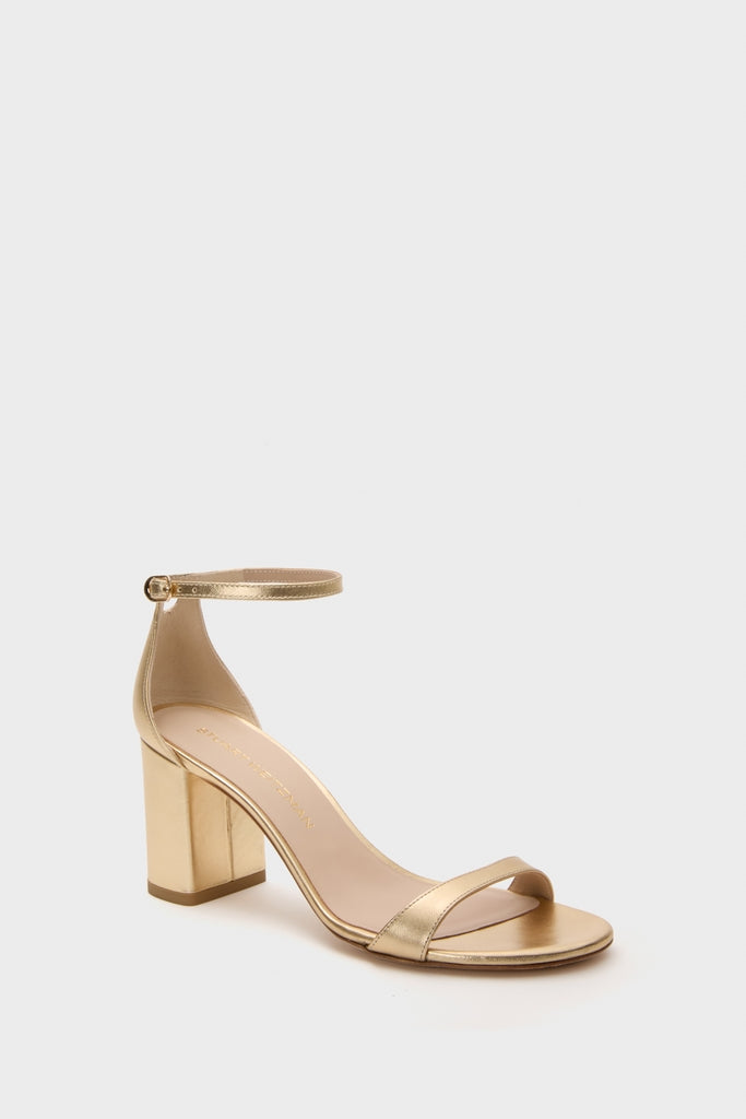 Golden Liquid Metallic Nudist 75 Block Heels