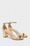 Golden Liquid Metallic Nudist 75 Block Heels
