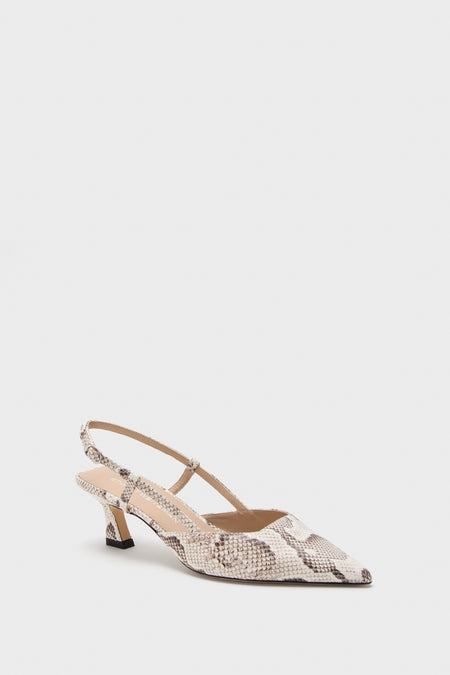 Cream Printed Snake Vinnie 50 Slingback Heels