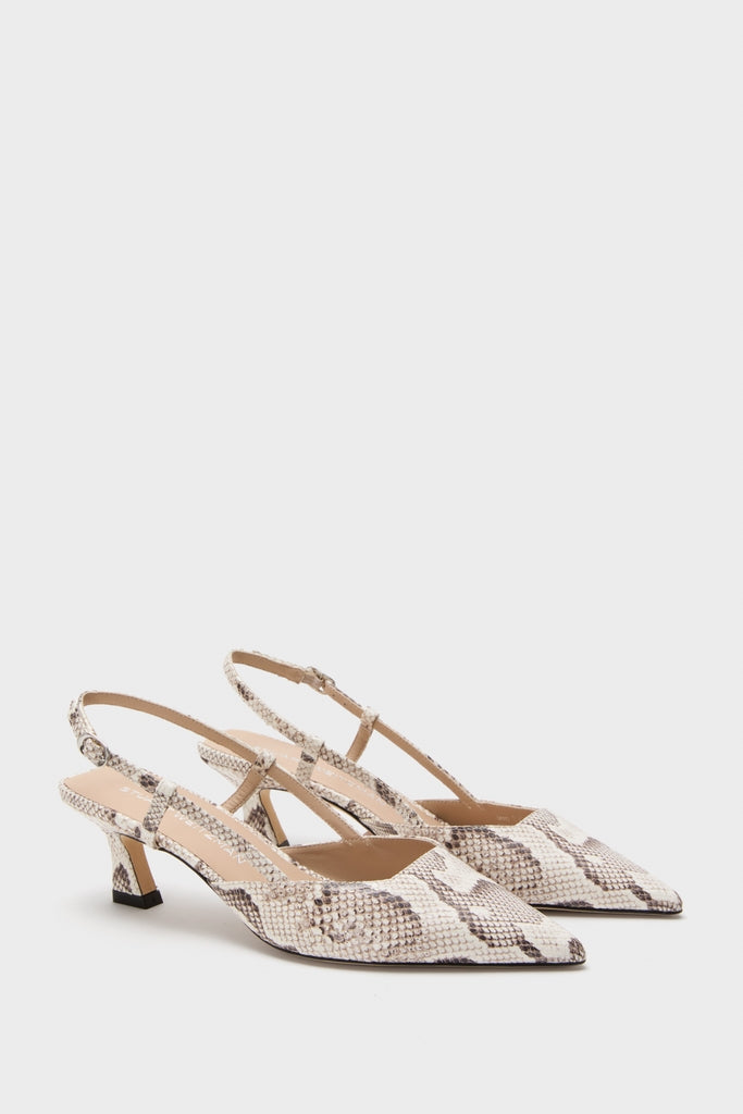 Cream Printed Snake Vinnie 50 Slingback Heels