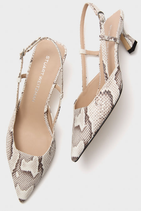 Cream Printed Snake Vinnie 50 Slingback Heels