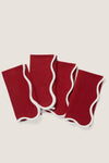 Cranberry and White Scalloped Napkins Set of 4