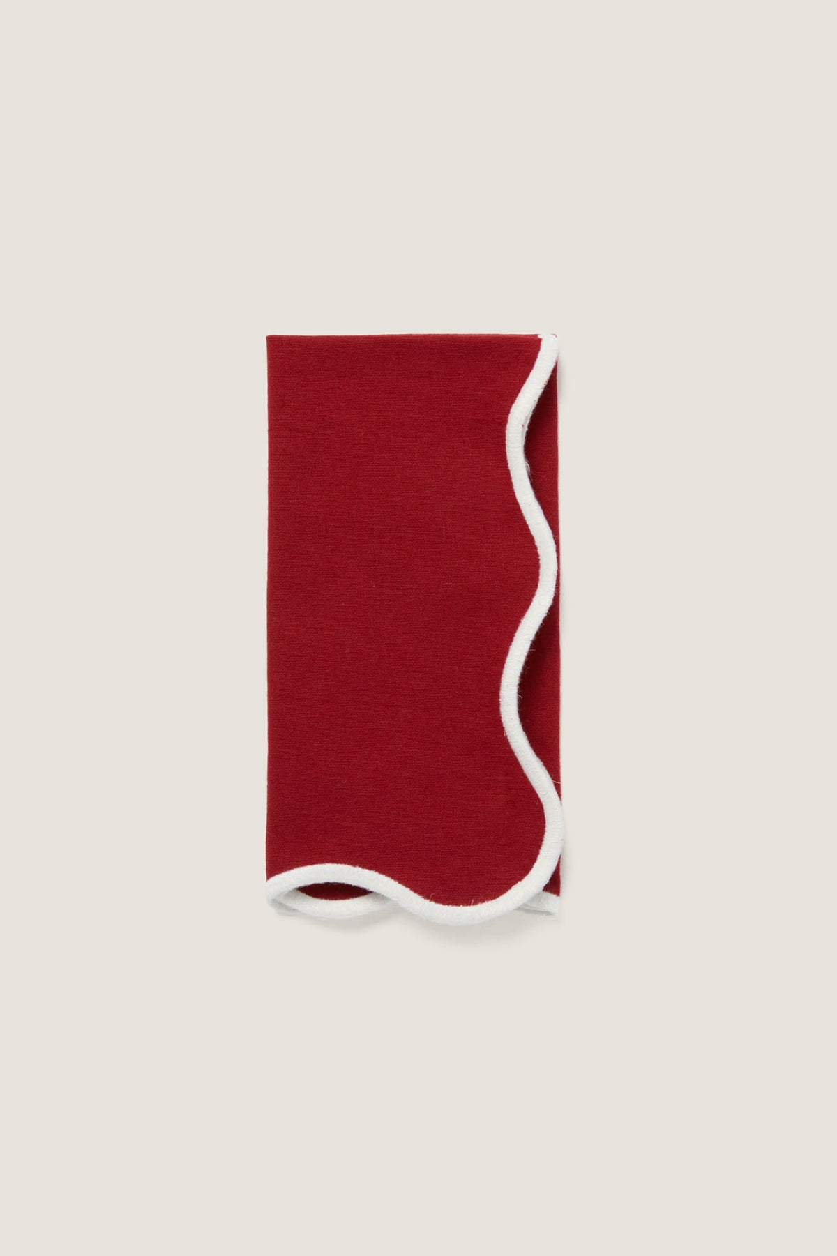 Cranberry and White Scalloped Napkins Set of 4