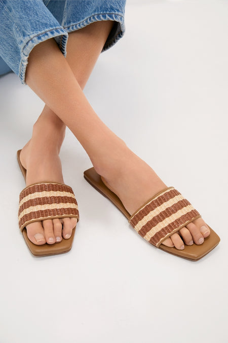 Honey Piper Sandals with classic woven straps and square toes, offering an effortless, high-end look. Perfect for fun, versatile styling with any outfit.